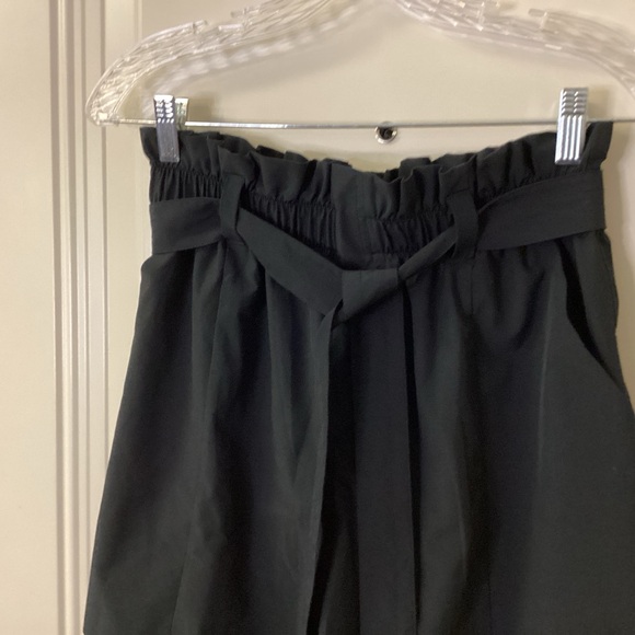 NWOT Apana Women's High Waist Black Paper Bag Shorts SZ Medium $45 - Picture 7 of 14
